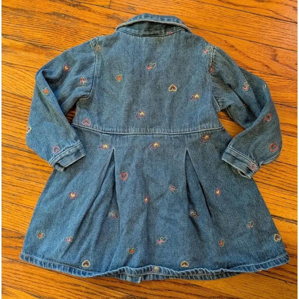 Vintage Carters Jean Dress Toddler Girls 3T Hearts